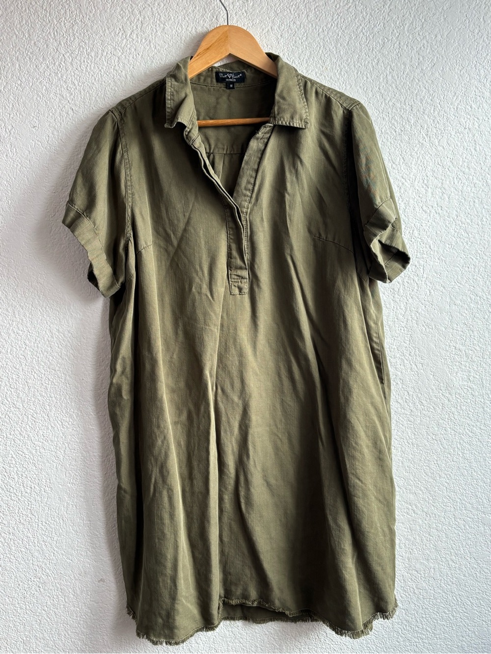 Velvet Heart Tencel Olive Green Short Sleeve Dress Plus Size 1X Alt Fall